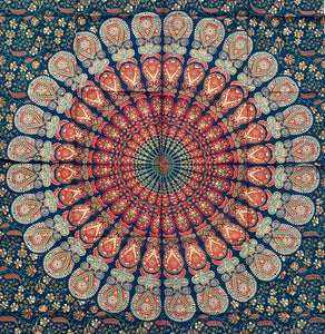 Lotus Mandala Tapestry Wall Hanging Decor 80”X50” Green