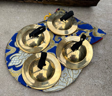 Load image into Gallery viewer, 2 Pairs Brass Finger Cymbals Zills for Belly Dancing