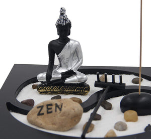 Buddha Zen Garden Tea Light Candle Holder Set (Yin Yang Buddha) - DharmaObjects
