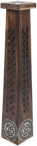 Wooden Artisan Decor Table Top Incense Stick Holder Burner Tower Stand (Sun) - DharmaObjects