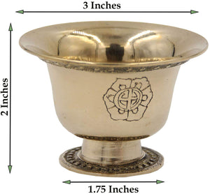 Ghee Lamp Holder Candle Holder Tibetan Brass Oil Butter Lamp Buddhist Supplies (Medium) - DharmaObjects