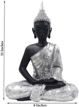 Load image into Gallery viewer, Meditating Buddha Statue Zen Mindfulness Peace Harmony (Silver, 11 Inches) - DharmaObjects
