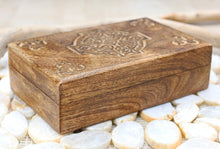 Load image into Gallery viewer, Hand Carved Celtic Cross Wooden Box Keepsake Jewelry Storage