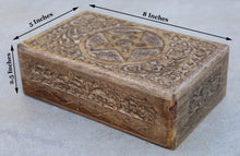 Load image into Gallery viewer, Hand Carved Pentagram Star Wooden Box Keepsake Jewelry Storage