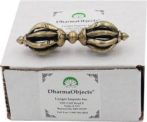 Tibetan Buddhist Brass (Vajra) Thunderbolt Nine Spokes Dorjee/Dorji (3.50 Inches)