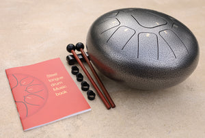 Steel Tongue Drum 11 Notes 10 Inches Tank Drum, Handpan Drum, Chakra Drum, Percussion with Padded Travel Bag, Mallets, Book and More