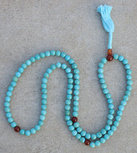 Load image into Gallery viewer, Tibetan Turquoise Mala / Rosary 108 Beads Coral Markers / Free Mala Box