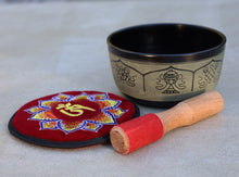 Load image into Gallery viewer, Tibetan Singing Bowl Complete Set Eight Lucky Symbol With Mallet and Cushion ~ For Meditation, Chakra Healing, Prayer, Yoga