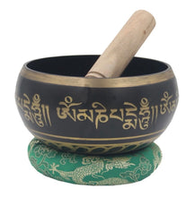 Load image into Gallery viewer, Tibetan Extra Large Heavy Meditation Om Mani Padme Hum Singing Bowl With Mallet and Silk Cushion