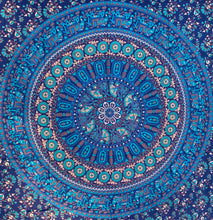 Load image into Gallery viewer, Elephants Mandala Tapestry Wall Decor Hanging 80”X50” Blue