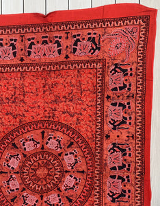 Elephant Mandala Tapestry 80”X50” Red
